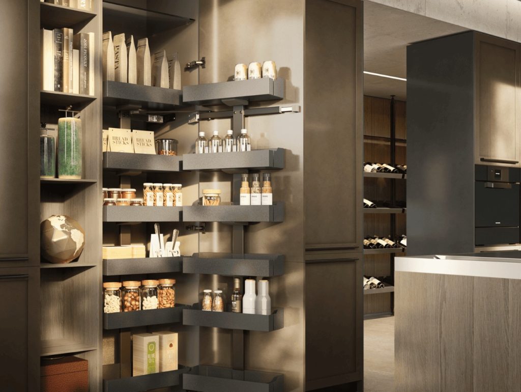 Armario de despensa de cocina con organización interior