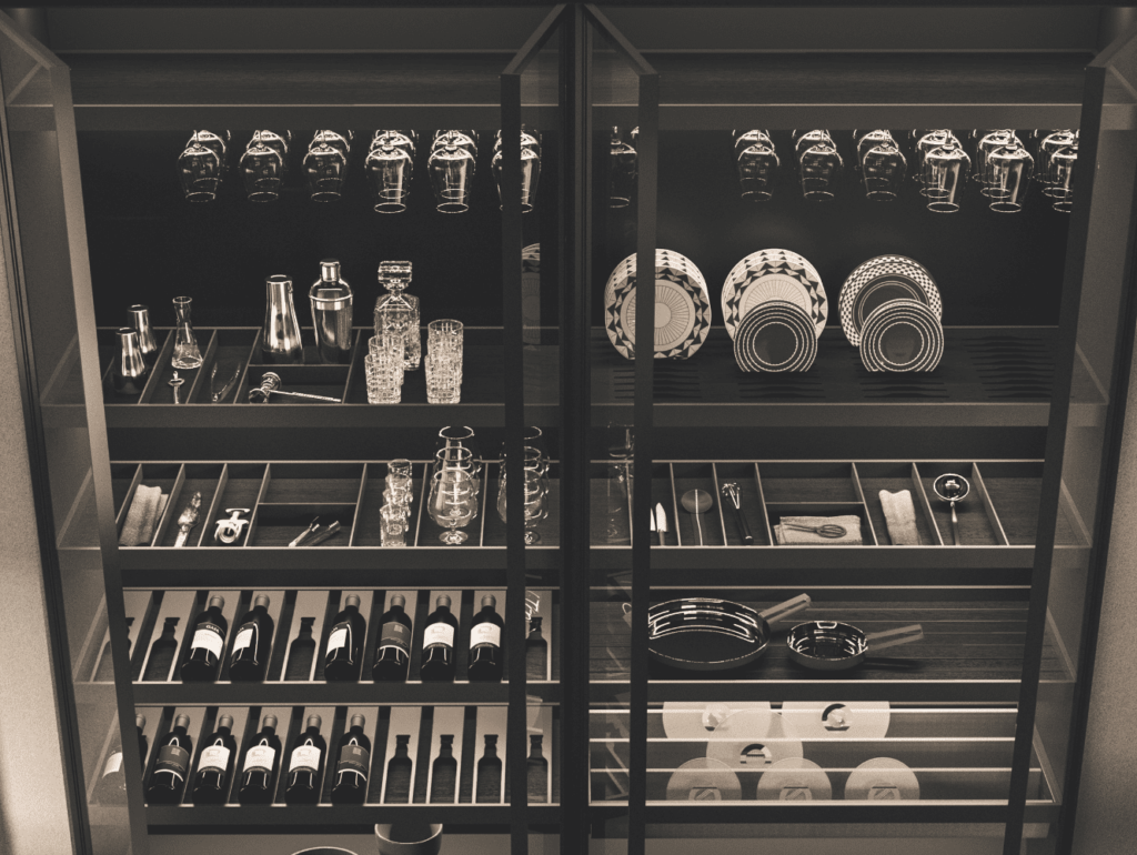 Vitrina de cocina para vajilla y cristalería